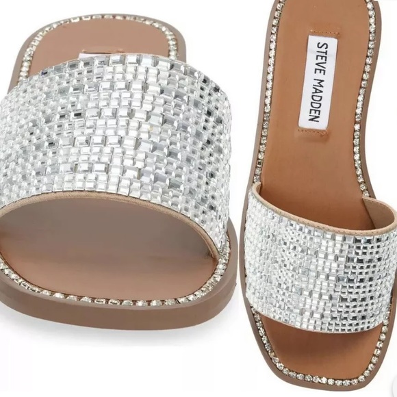 Steve Madden NIRA Sandals Sz 6  Sparkly Flats NEW! - Picture 1 of 8